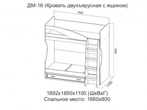 ДМ-16 Кровать двухъярусная с ящиком в Усть-Катаве - ust-katav.магазин96.com | фото