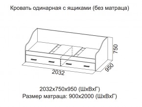 Кровать одинарная с ящиками (Без матраца 0,9*2,0) в Усть-Катаве - ust-katav.магазин96.com | фото